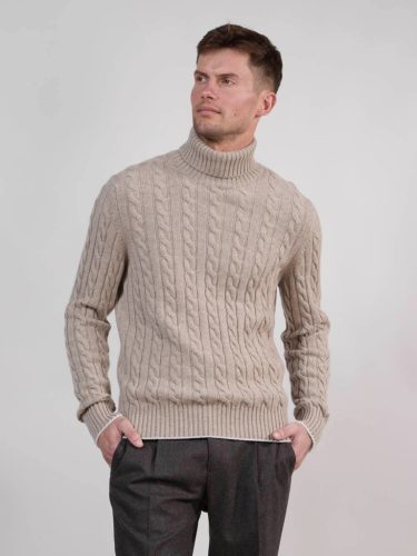 André Maurice Maglia dolcevita in cashmere a trecce 100% WS 