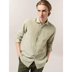 André Maurice camicia a righe in fresco cotone e lino