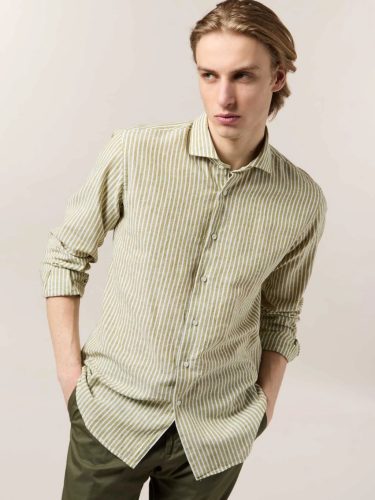 André Maurice camicia a righe in fresco cotone e lino