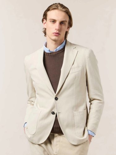 André Maurice Giacca due bottoni regular, 80% cotone, 20% lino.