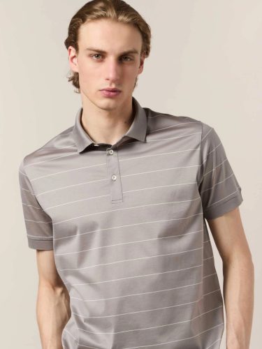 André Maurice Polo rigata con collo in costina in puro cotone 100%CO